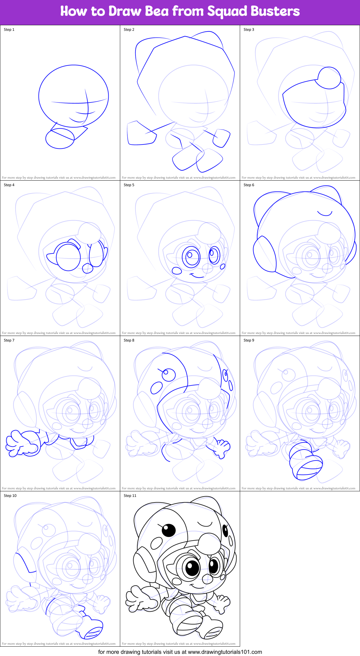 How to Draw Bea from Squad Busters Printable Step by Step