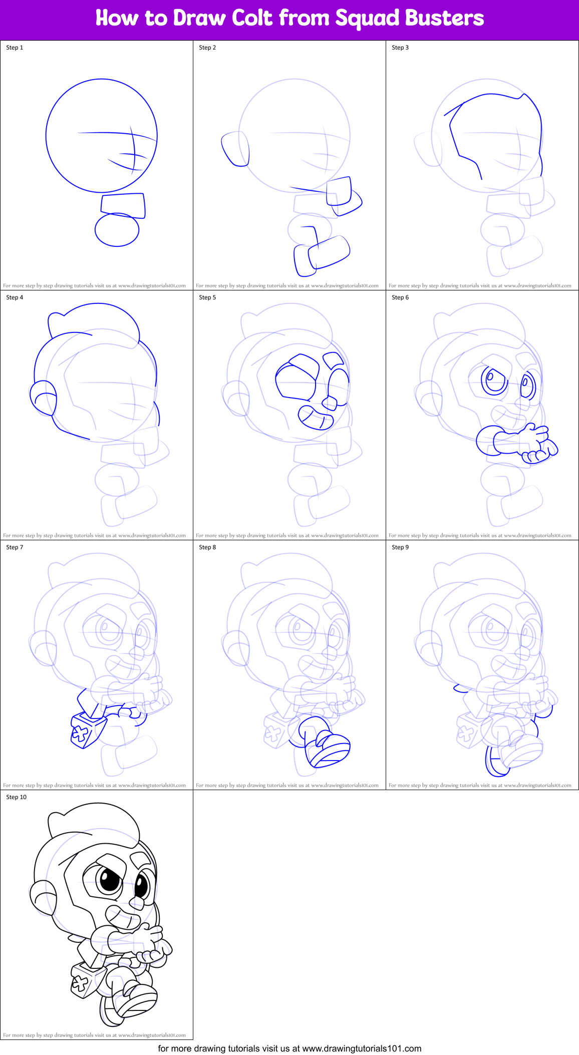 How to Draw Colt from Squad Busters Printable Step by Step