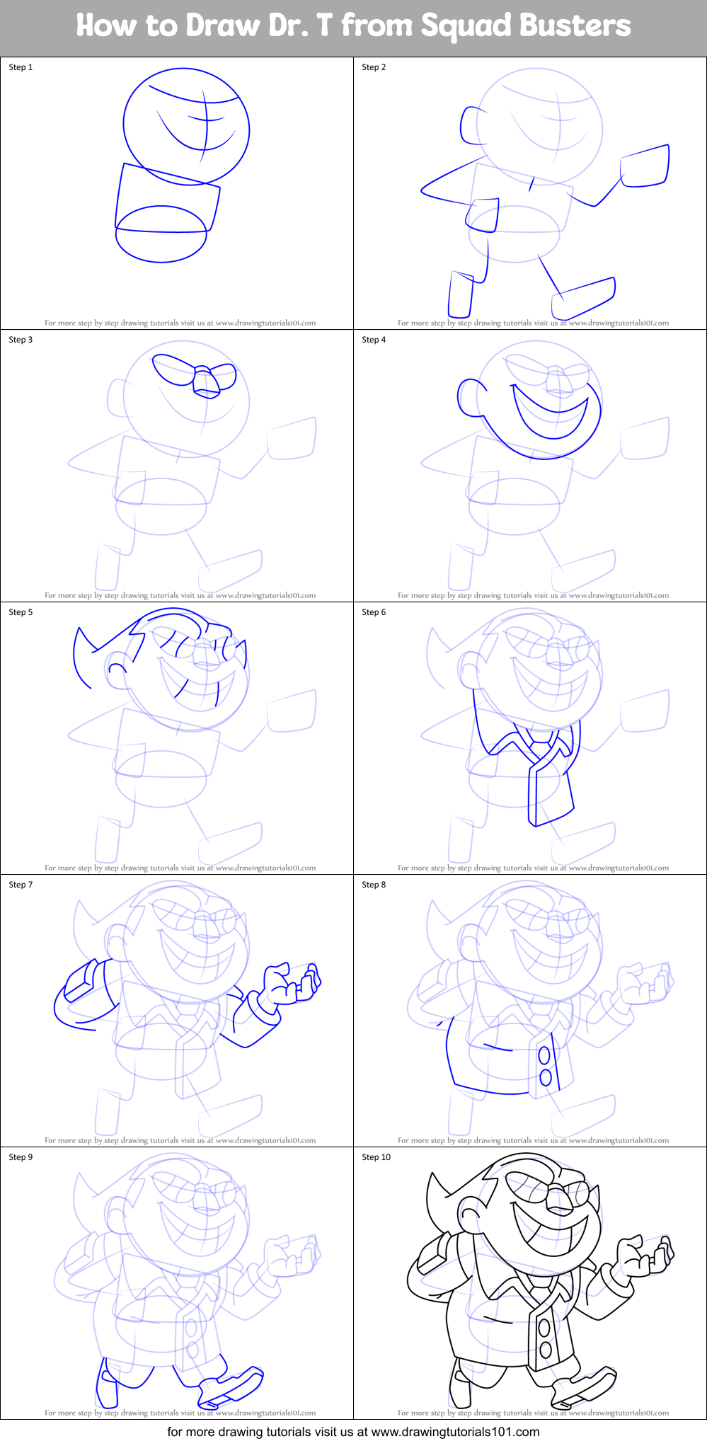 How to Draw Dr. T from Squad Busters Printable Step by Step