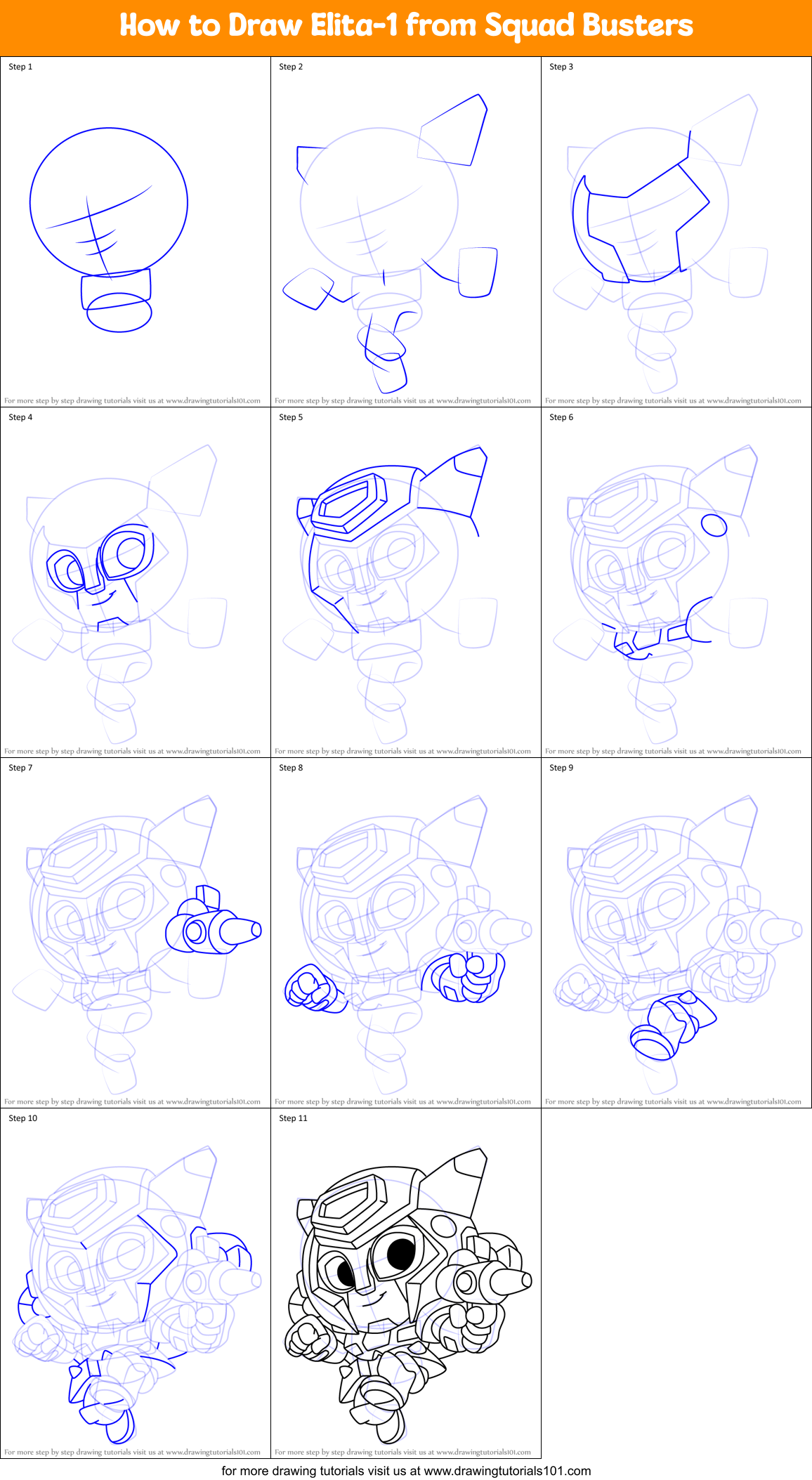 How to Draw Elita-1 from Squad Busters Printable Step by Step