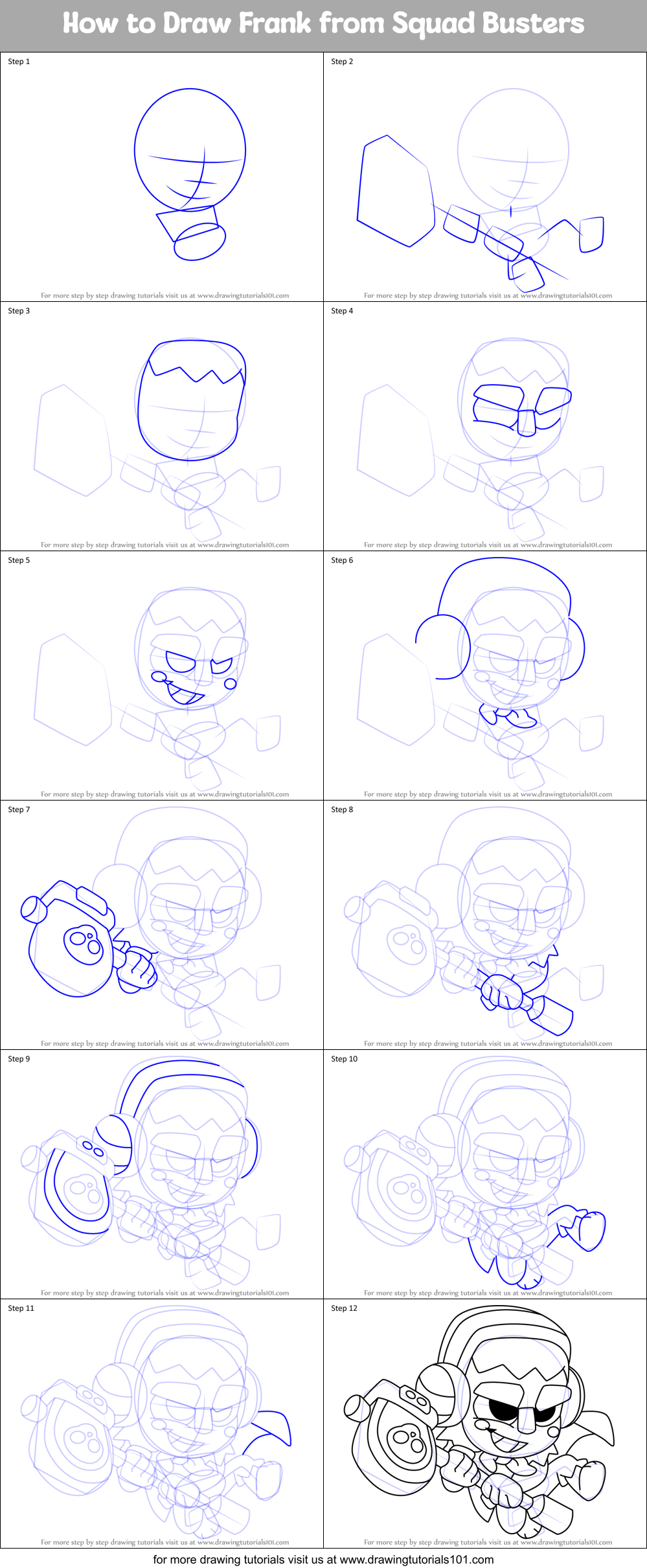 How to Draw Frank from Squad Busters Printable Step by Step