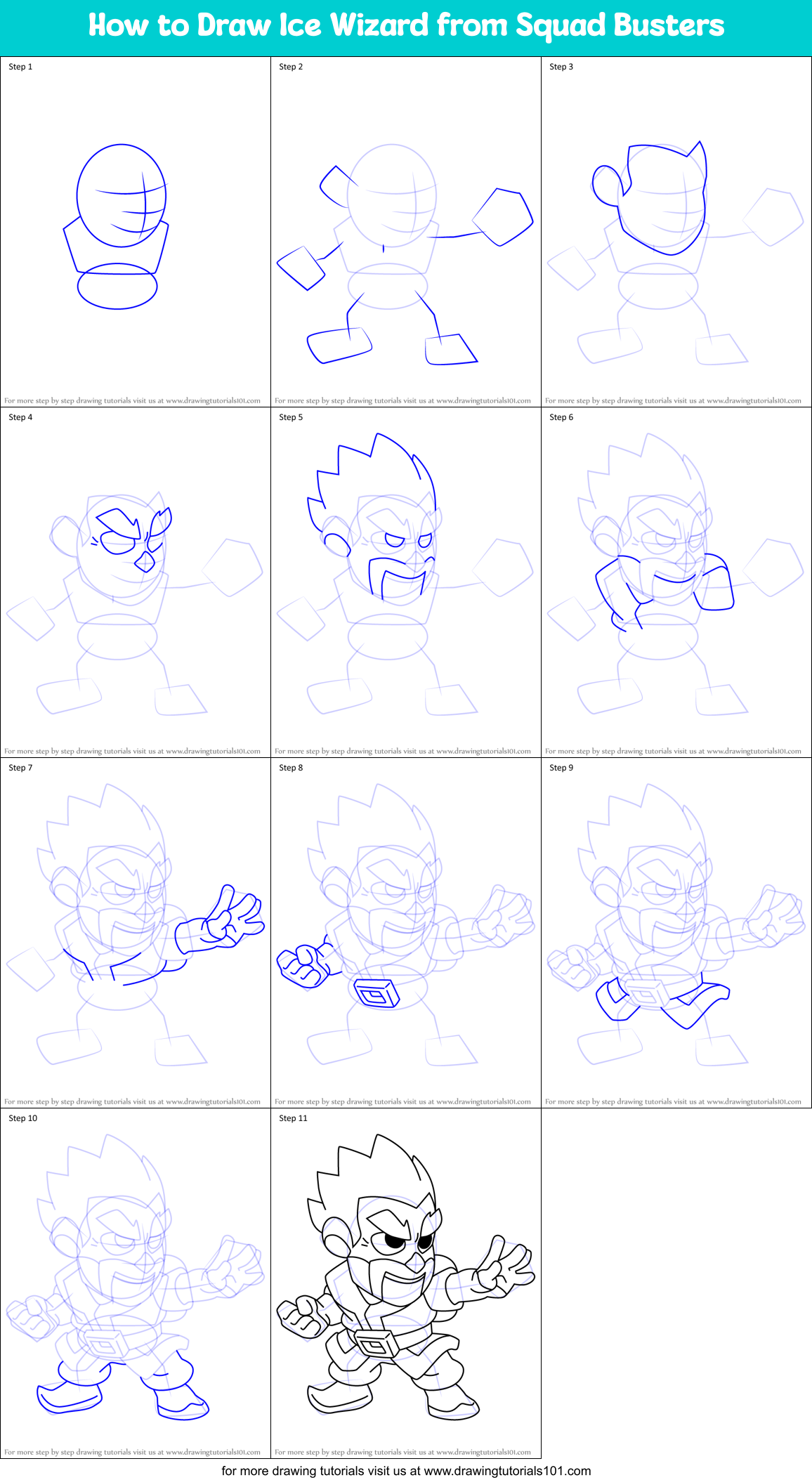 How to Draw Ice Wizard from Squad Busters Printable Step by Step