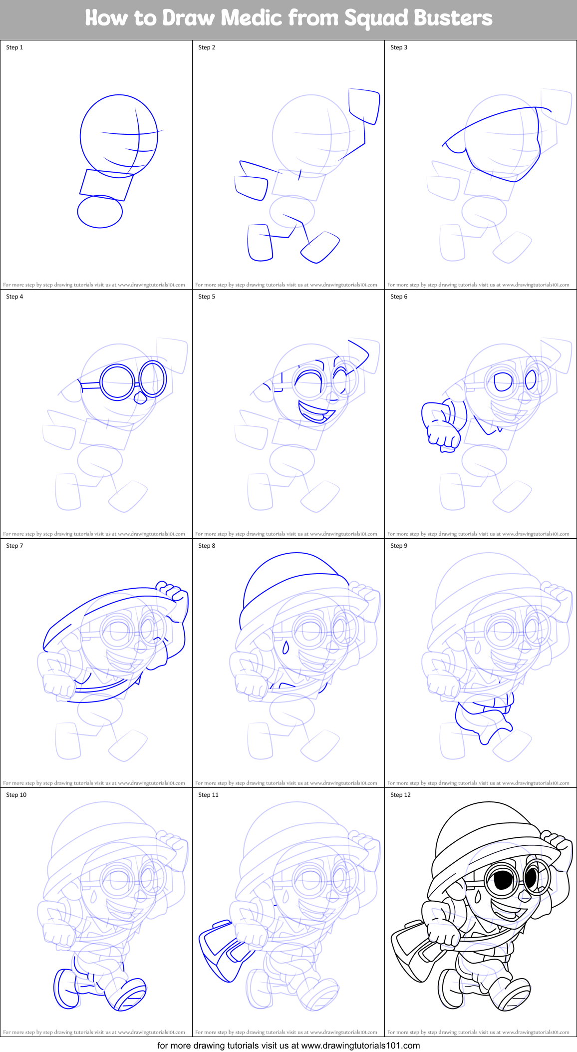 How to Draw Medic from Squad Busters Printable Step by Step