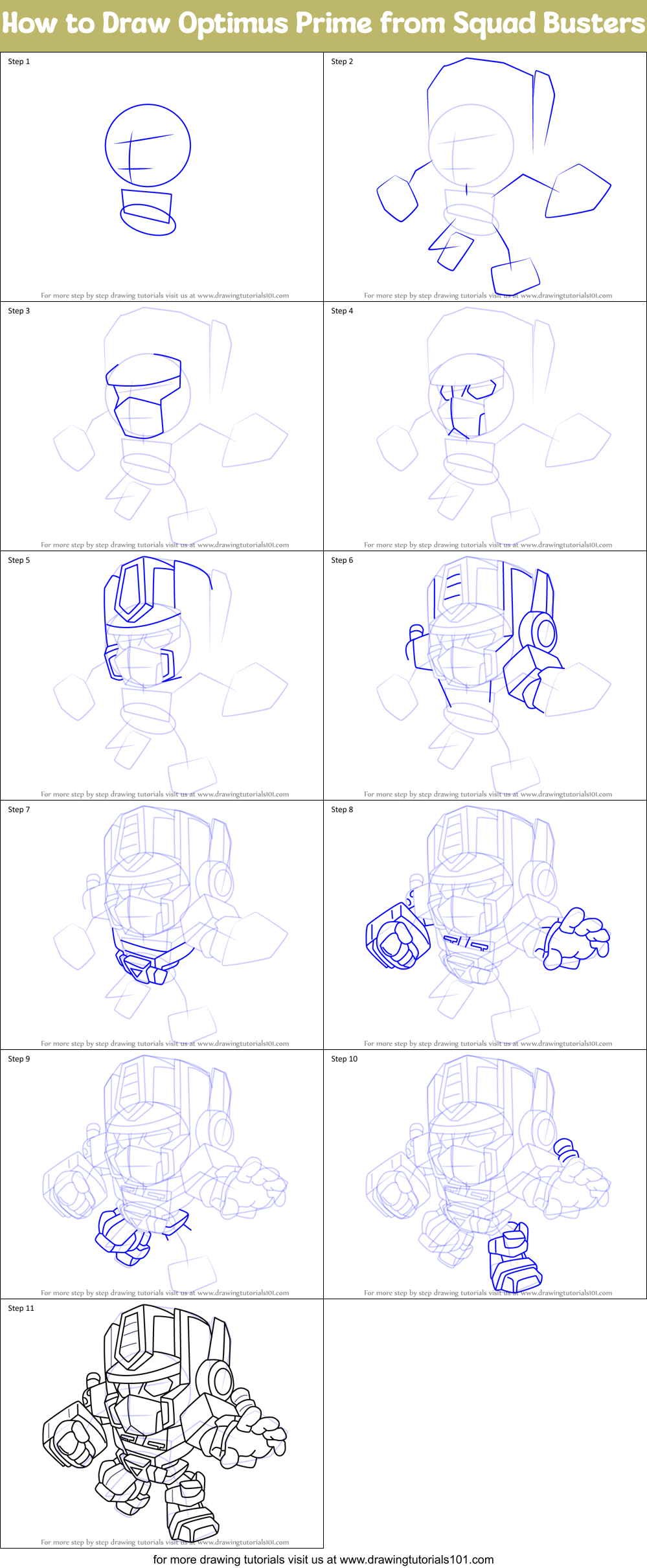 How to Draw Optimus Prime from Squad Busters Printable Step by Step