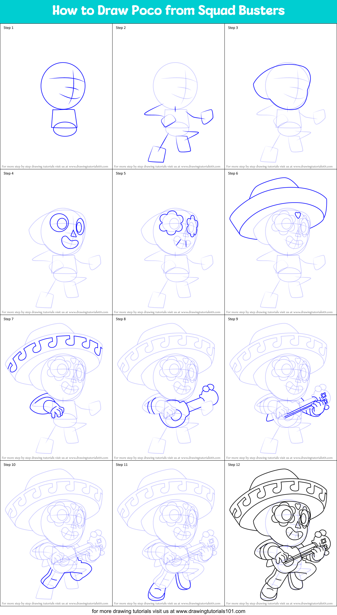 How to Draw Poco from Squad Busters Printable Step by Step