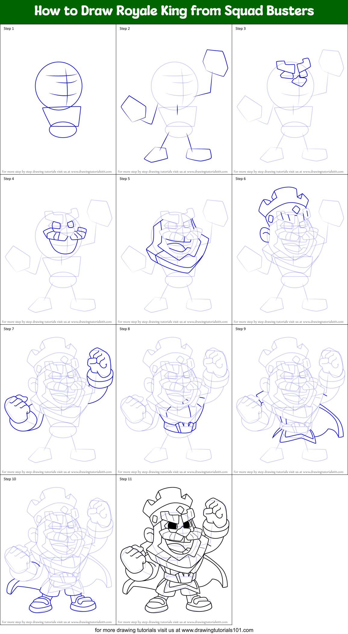 How to Draw Royale King from Squad Busters Printable Step by Step