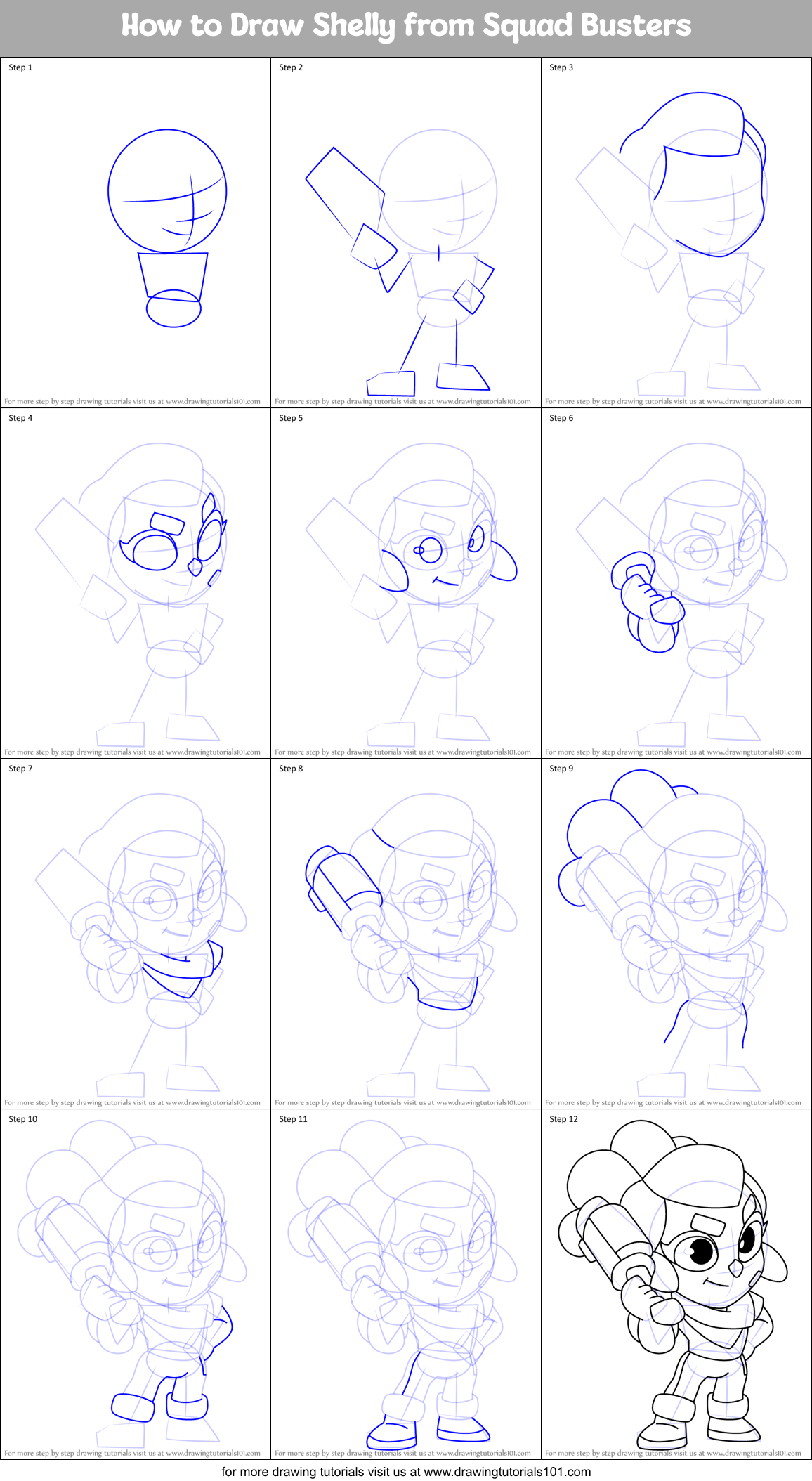 How to Draw Shelly from Squad Busters Printable Step by Step