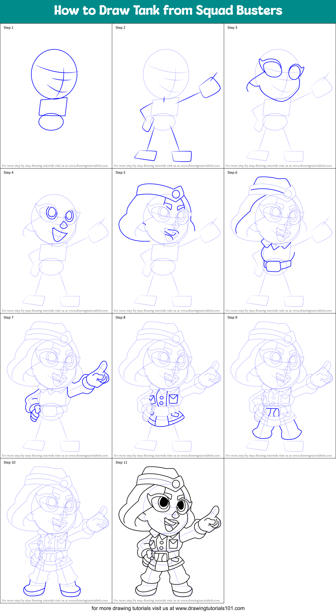 How to Draw Tank from Squad Busters Printable Step by Step