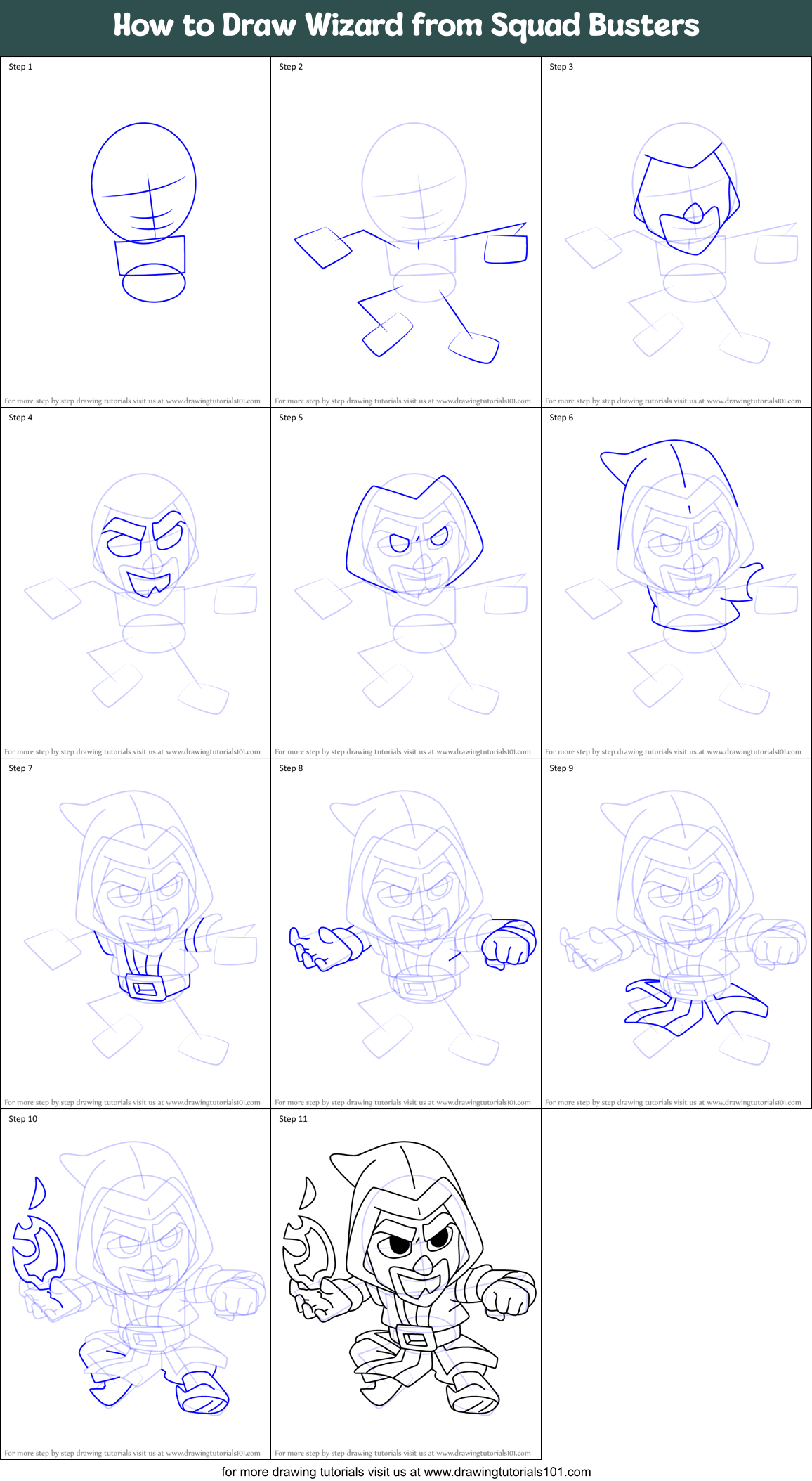 How to Draw Wizard from Squad Busters Printable Step by Step