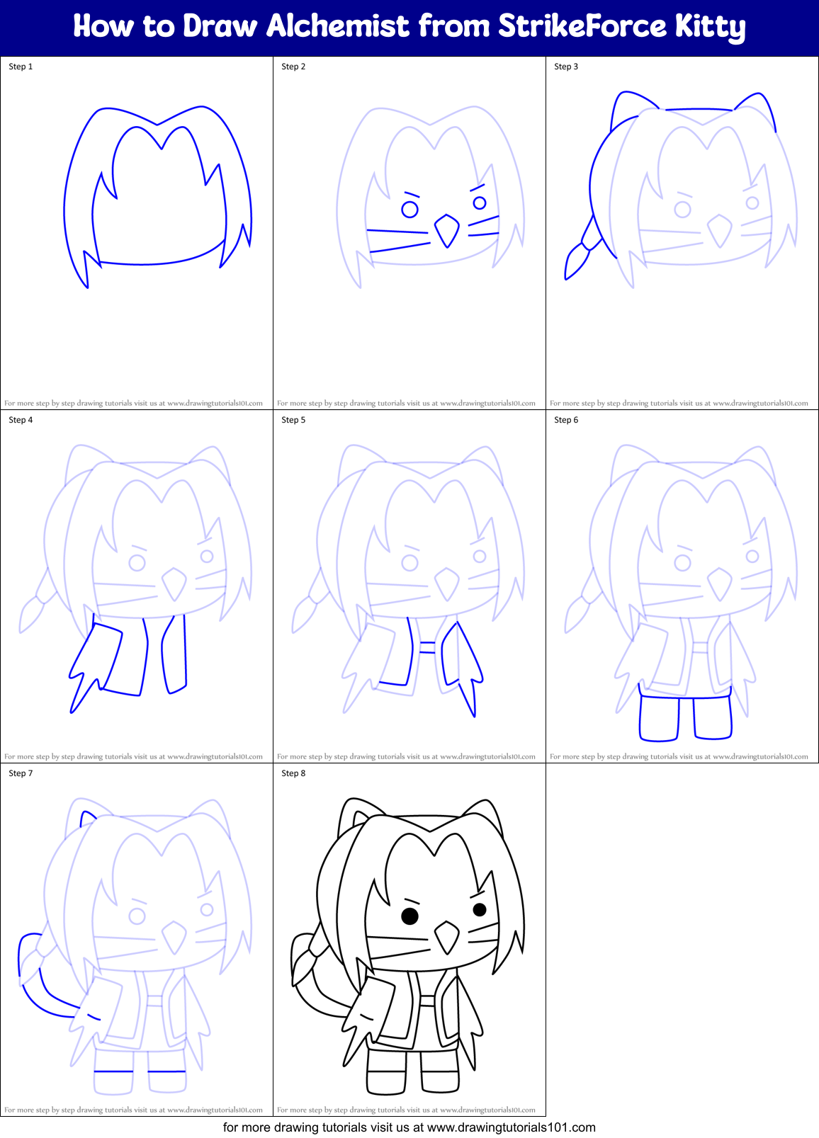 How to Draw Alchemist from StrikeForce Kitty Printable Step by Step