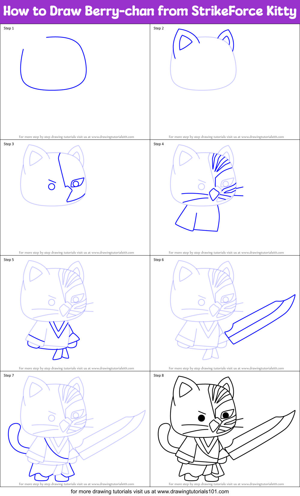 How to Draw Berry-chan from StrikeForce Kitty Printable Step by Step