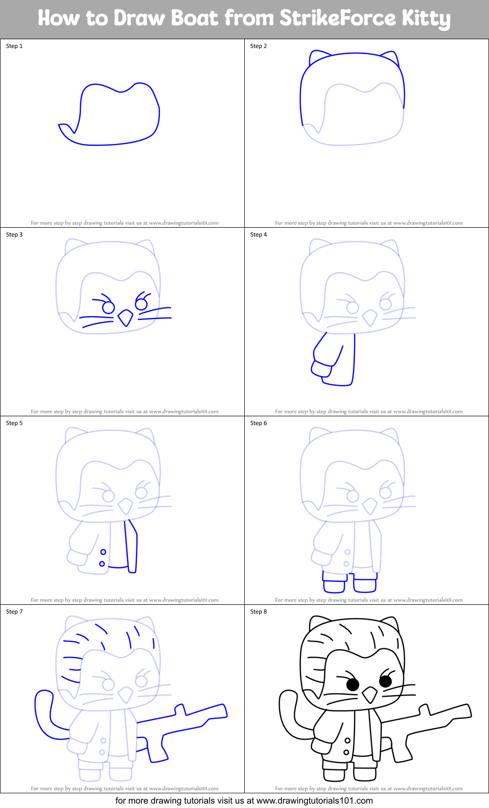 How to Draw Boat from StrikeForce Kitty Printable Step by Step