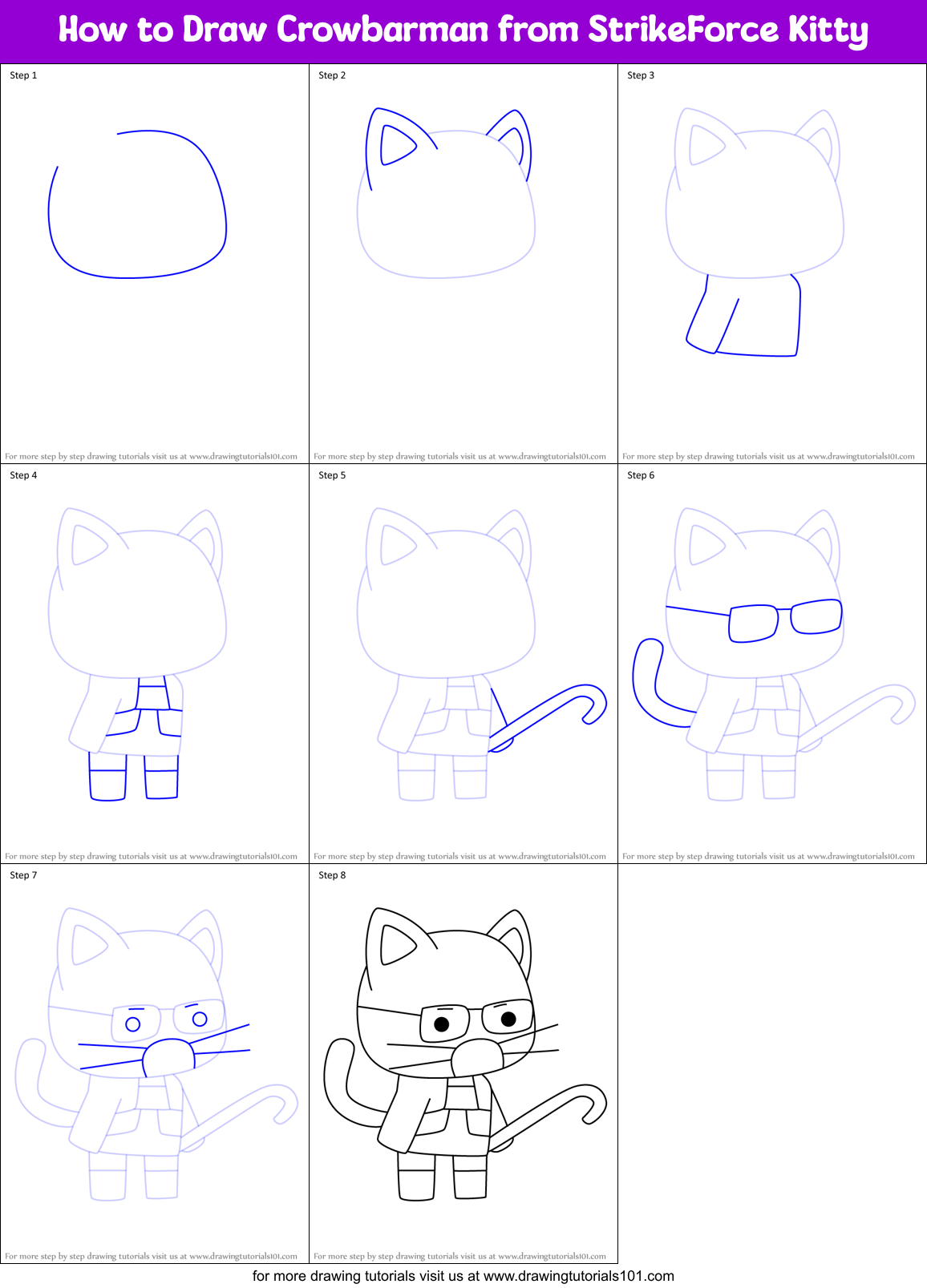 How to Draw Crowbarman from StrikeForce Kitty Printable Step by Step