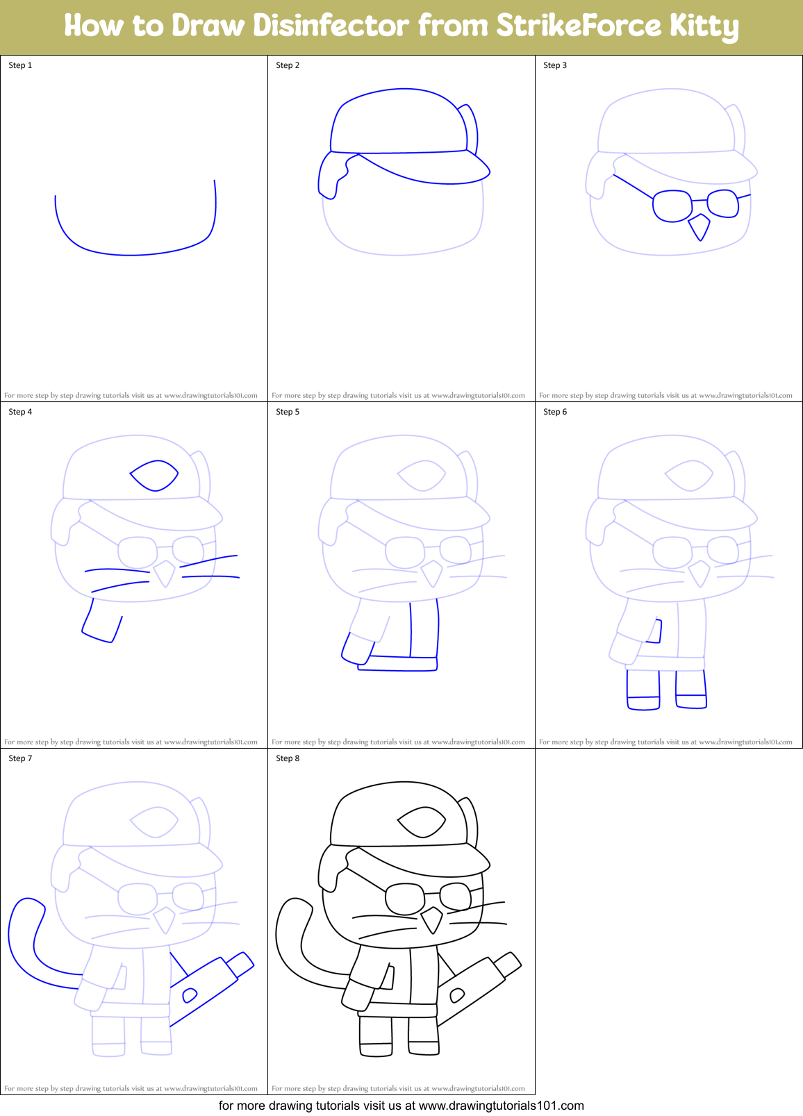 How to Draw Disinfector from StrikeForce Kitty Printable Step by Step