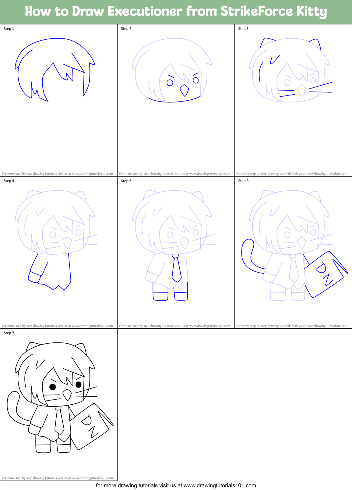 How to Draw Executioner from StrikeForce Kitty Printable Step by Step