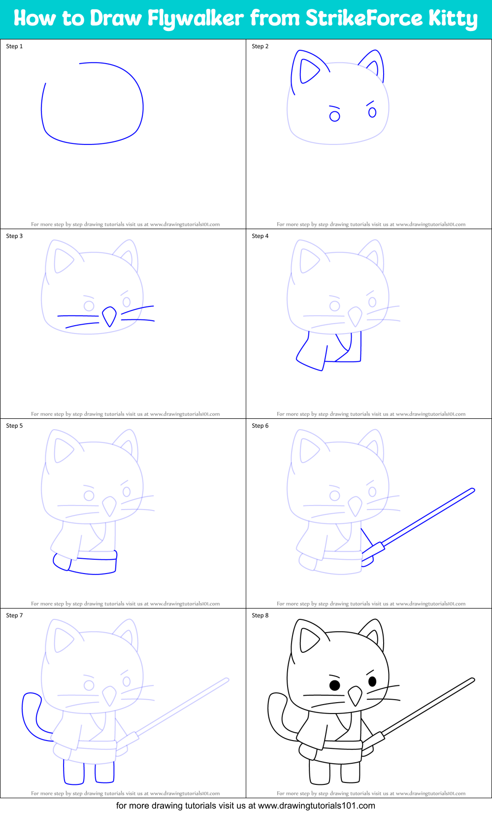 How to Draw Flywalker from StrikeForce Kitty Printable Step by Step