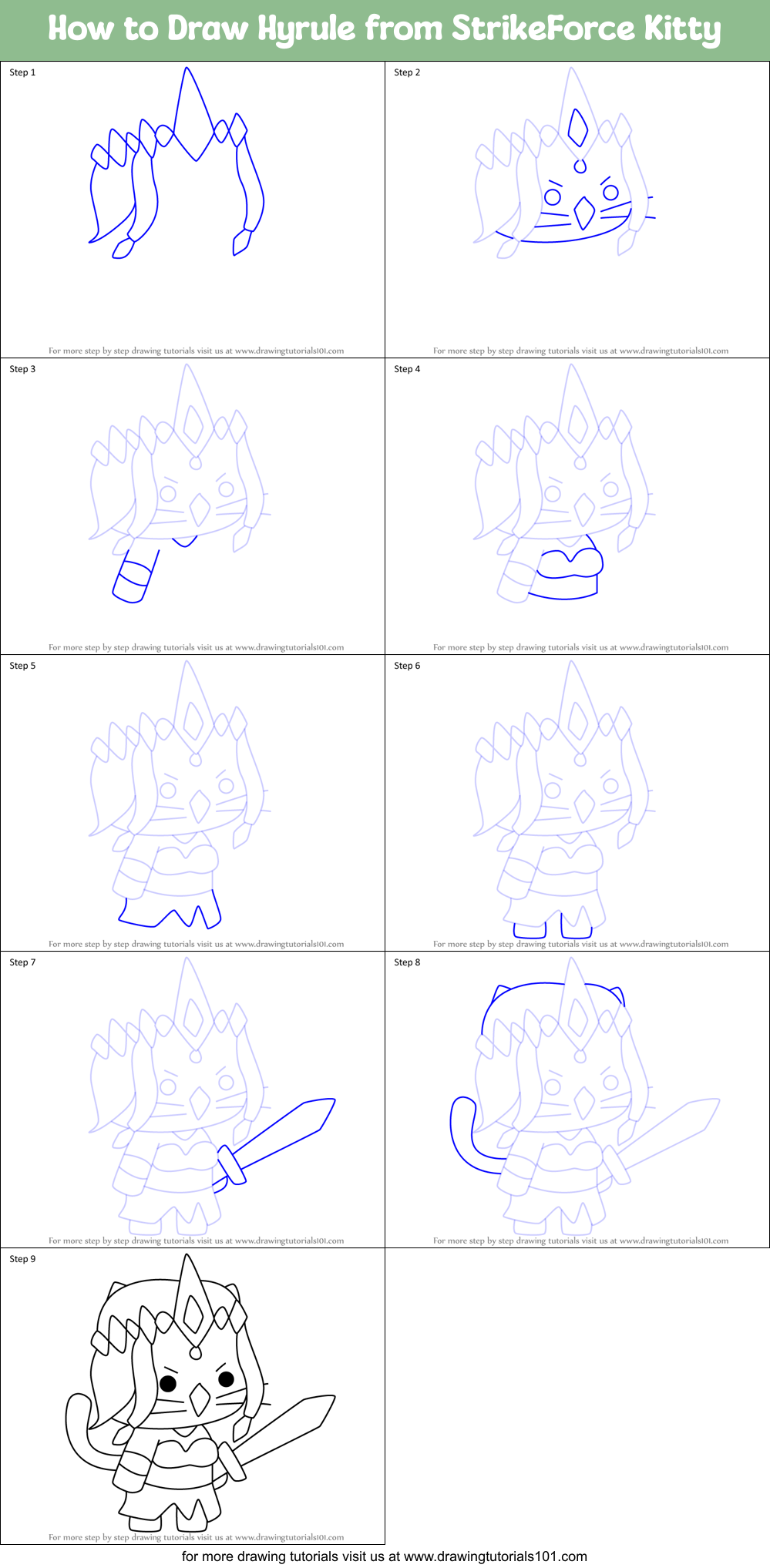 How to Draw Hyrule from StrikeForce Kitty Printable Step by Step