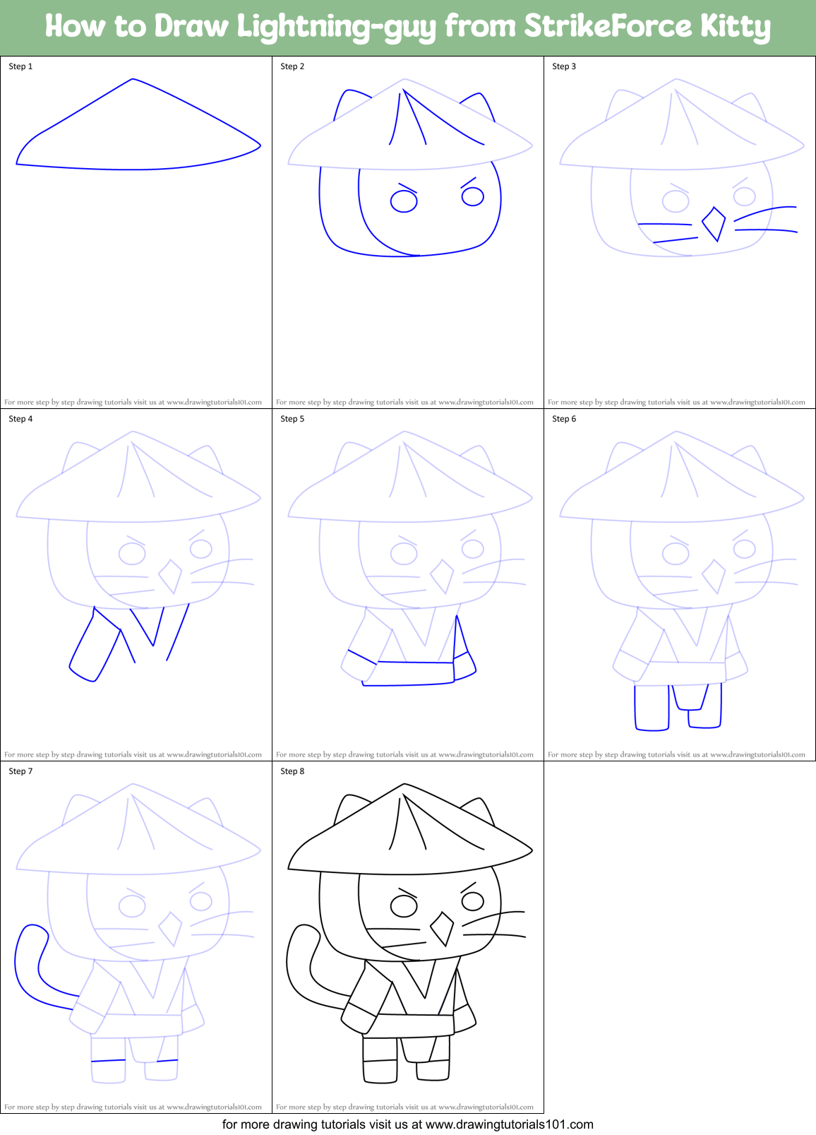 How to Draw Lightning-guy from StrikeForce Kitty Printable Step by Step