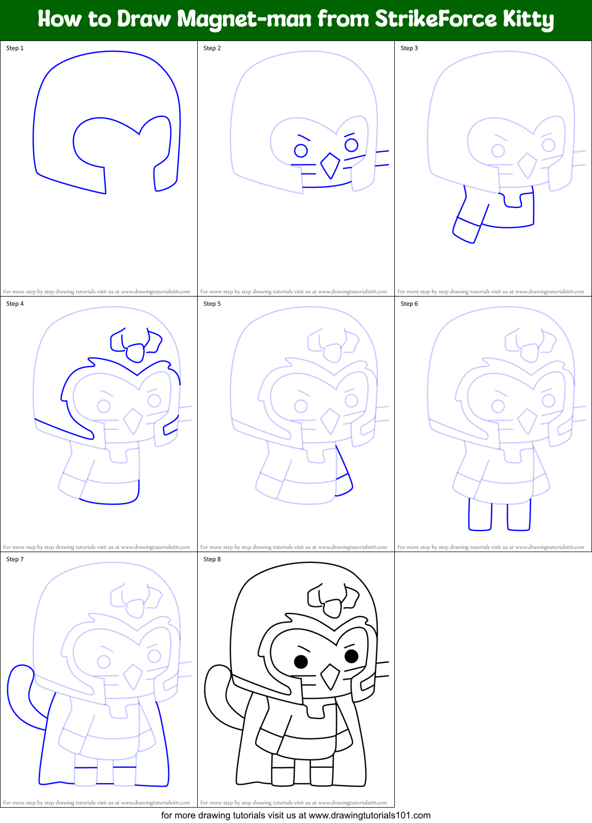 How to Draw Magnet-man from StrikeForce Kitty Printable Step by Step