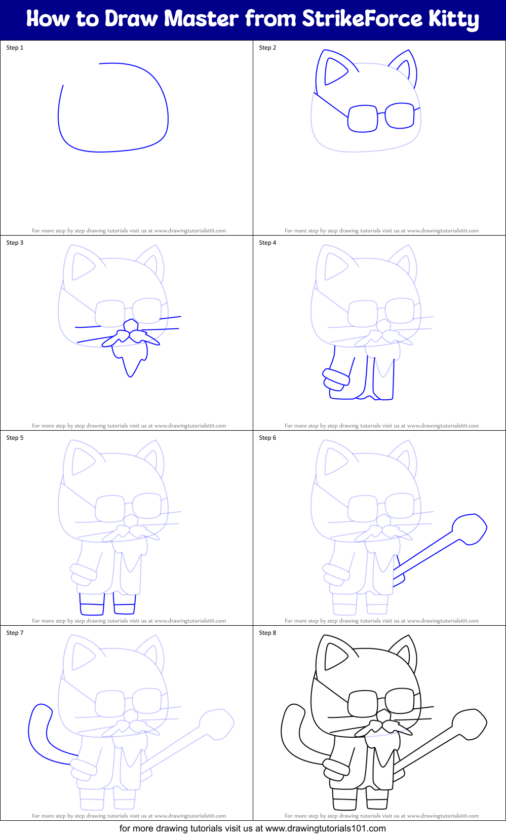 How to Draw Master from StrikeForce Kitty Printable Step by Step