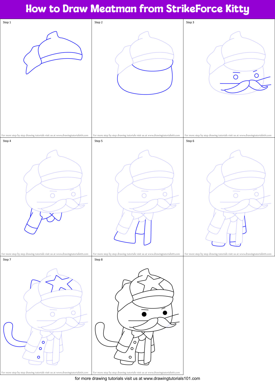 How to Draw Meatman from StrikeForce Kitty Printable Step by Step