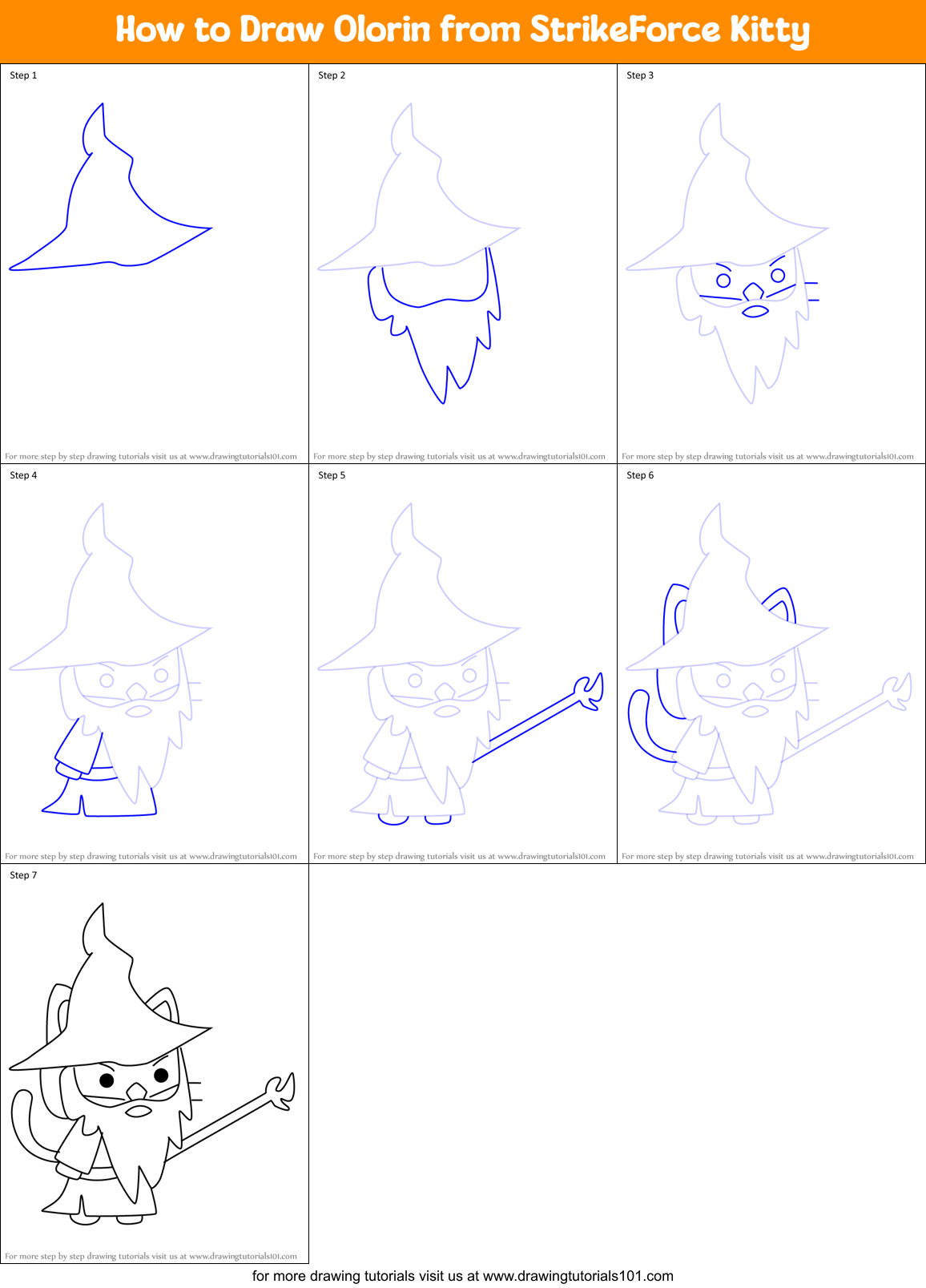 How to Draw Olorin from StrikeForce Kitty Printable Step by Step