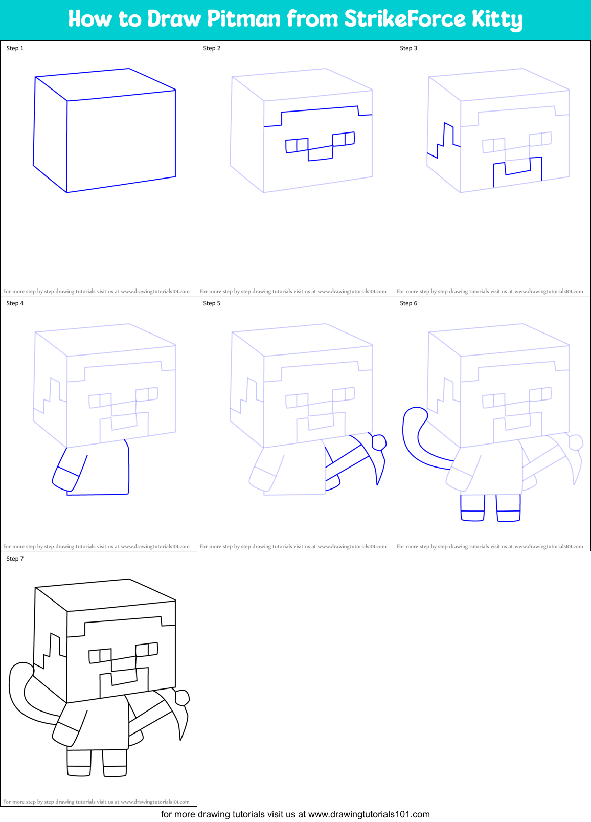 How to Draw Pitman from StrikeForce Kitty Printable Step by Step