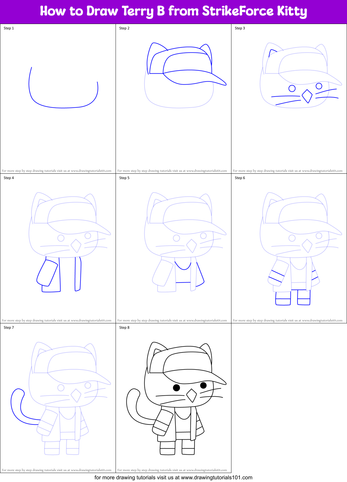 How to Draw Terry B from StrikeForce Kitty Printable Step by Step