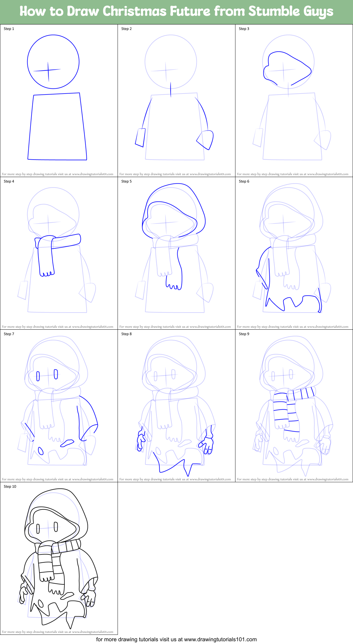 How to Draw Christmas Future from Stumble Guys Printable Step by Step