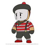 How to Draw Mime Grimaldi from Stumble Guys