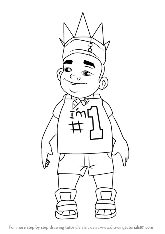 Step by Step How to Draw King from Subway Surfers : DrawingTutorials101.com