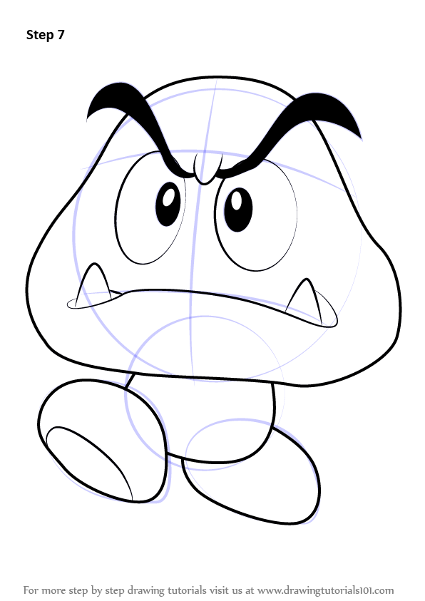 Step by Step How to Draw Goomba from Super Mario ...