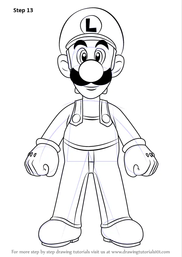 Step by Step How to Draw Luigi from Super Mario : DrawingTutorials101.com