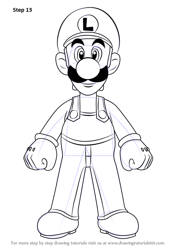 Step by Step How to Draw Luigi from Super Mario : DrawingTutorials101.com