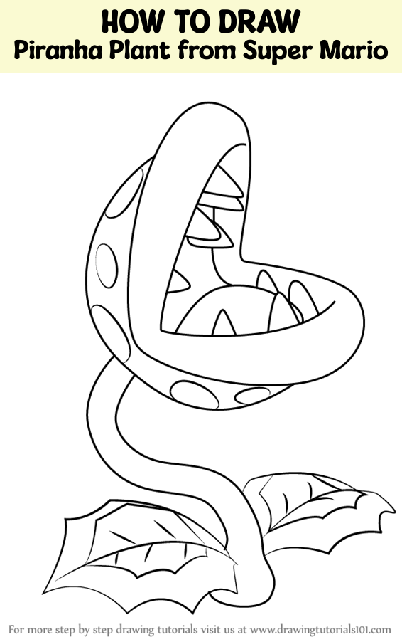 How to Draw Piranha Plant from Super Mario (Super Mario) Step by Step | DrawingTutorials101.com