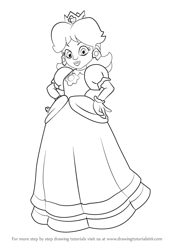 Learn How to Draw Princess Daisy from Super Mario from Super Mario