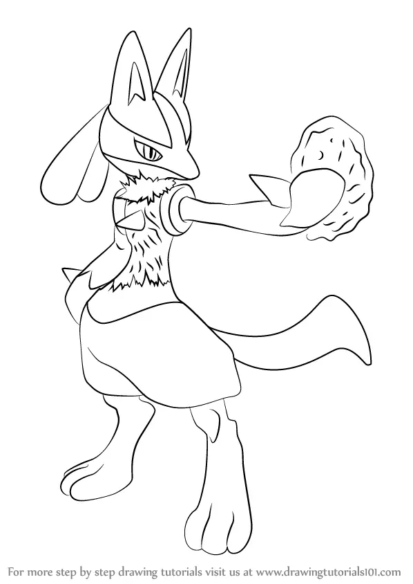 Step by Step How to Draw Lucario from Super Smash Bros
