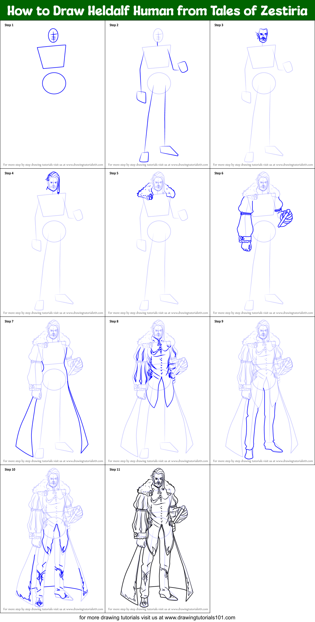 How to Draw Heldalf Human from Tales of Zestiria Printable Step by Step
