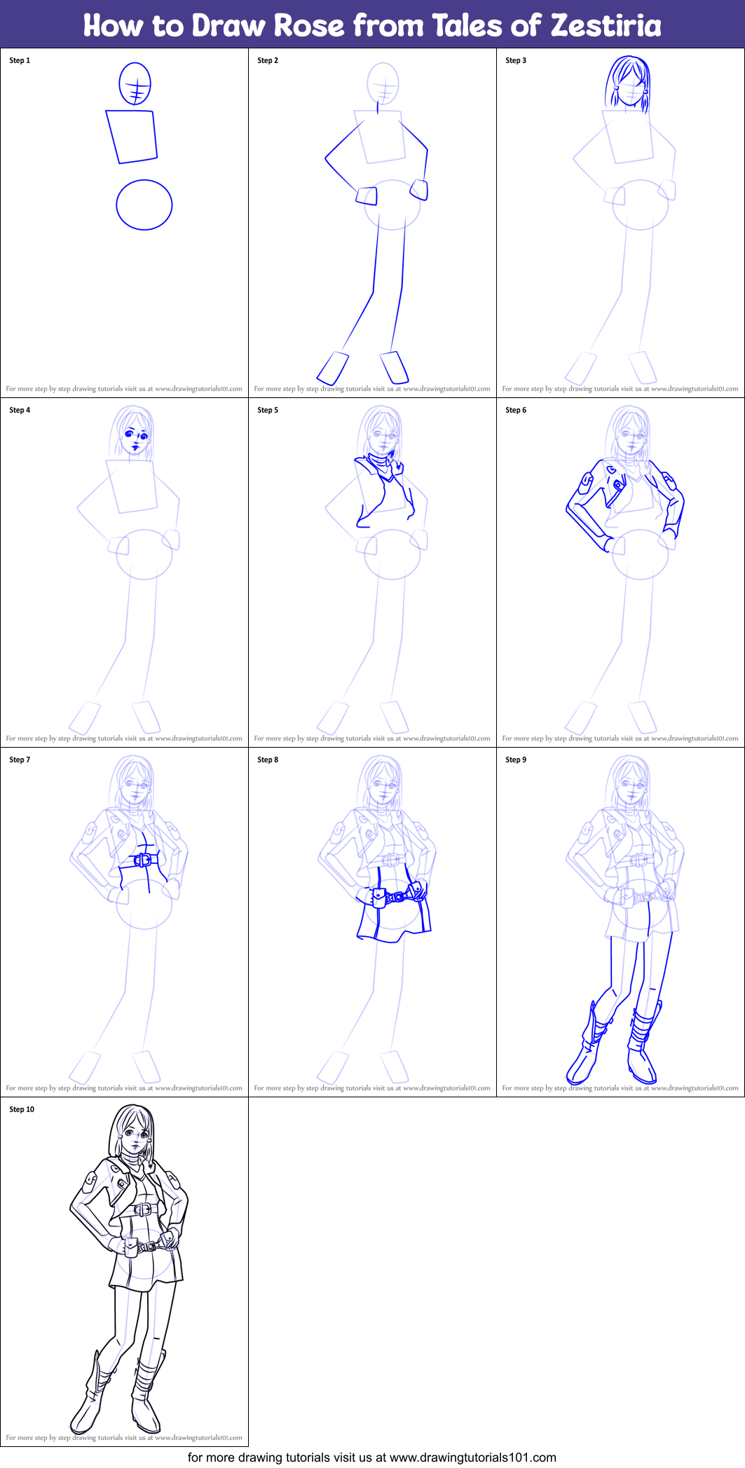 How to Draw Rose from Tales of Zestiria Printable Step by Step