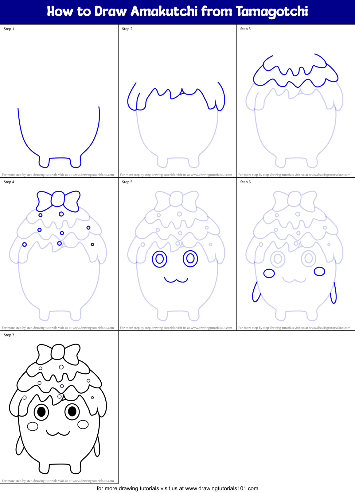 How to Draw Amakutchi from Tamagotchi Printable Step by Step