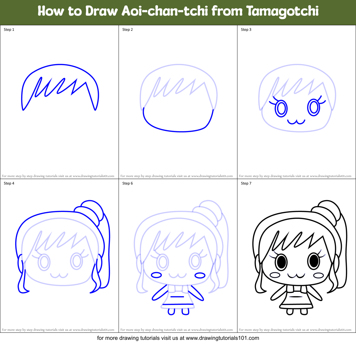 How to Draw Aoi-chan-tchi from Tamagotchi Printable Step by Step