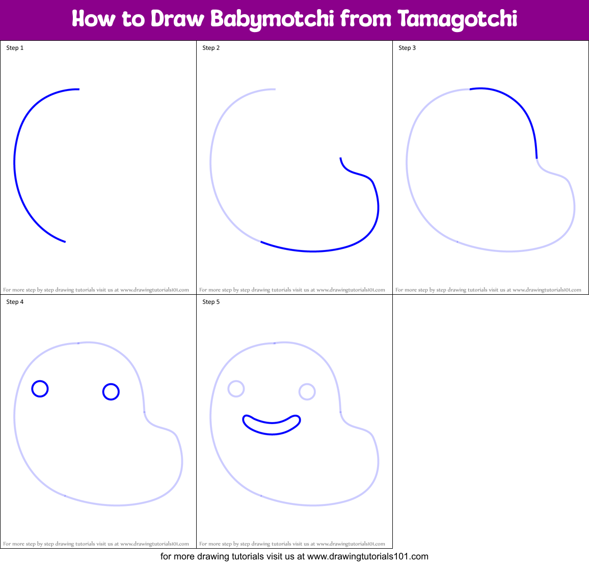 How to Draw Babymotchi from Tamagotchi Printable Step by Step