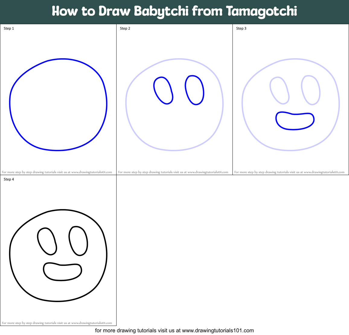 How to Draw Babytchi from Tamagotchi Printable Step by Step