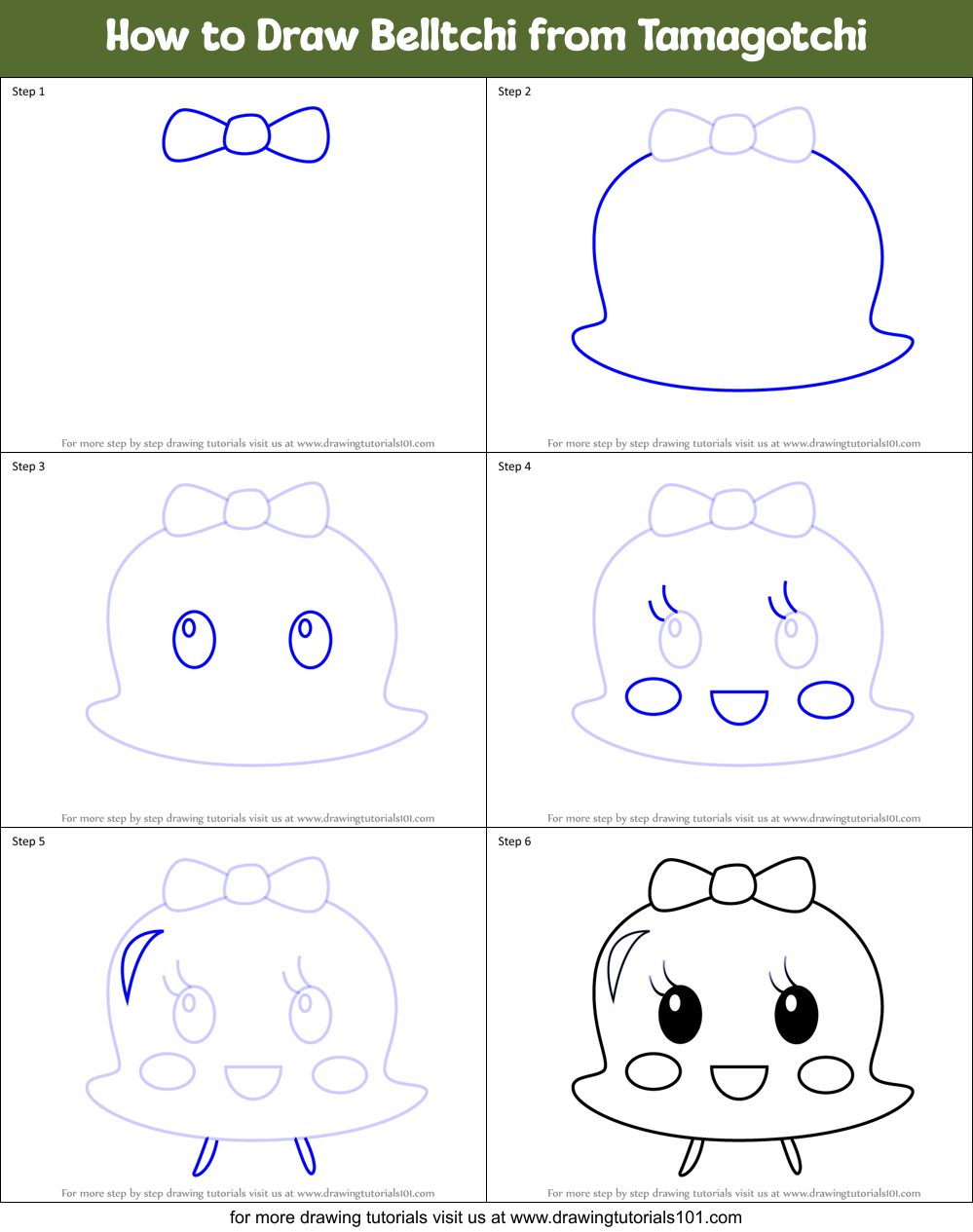 How to Draw Belltchi from Tamagotchi Printable Step by Step
