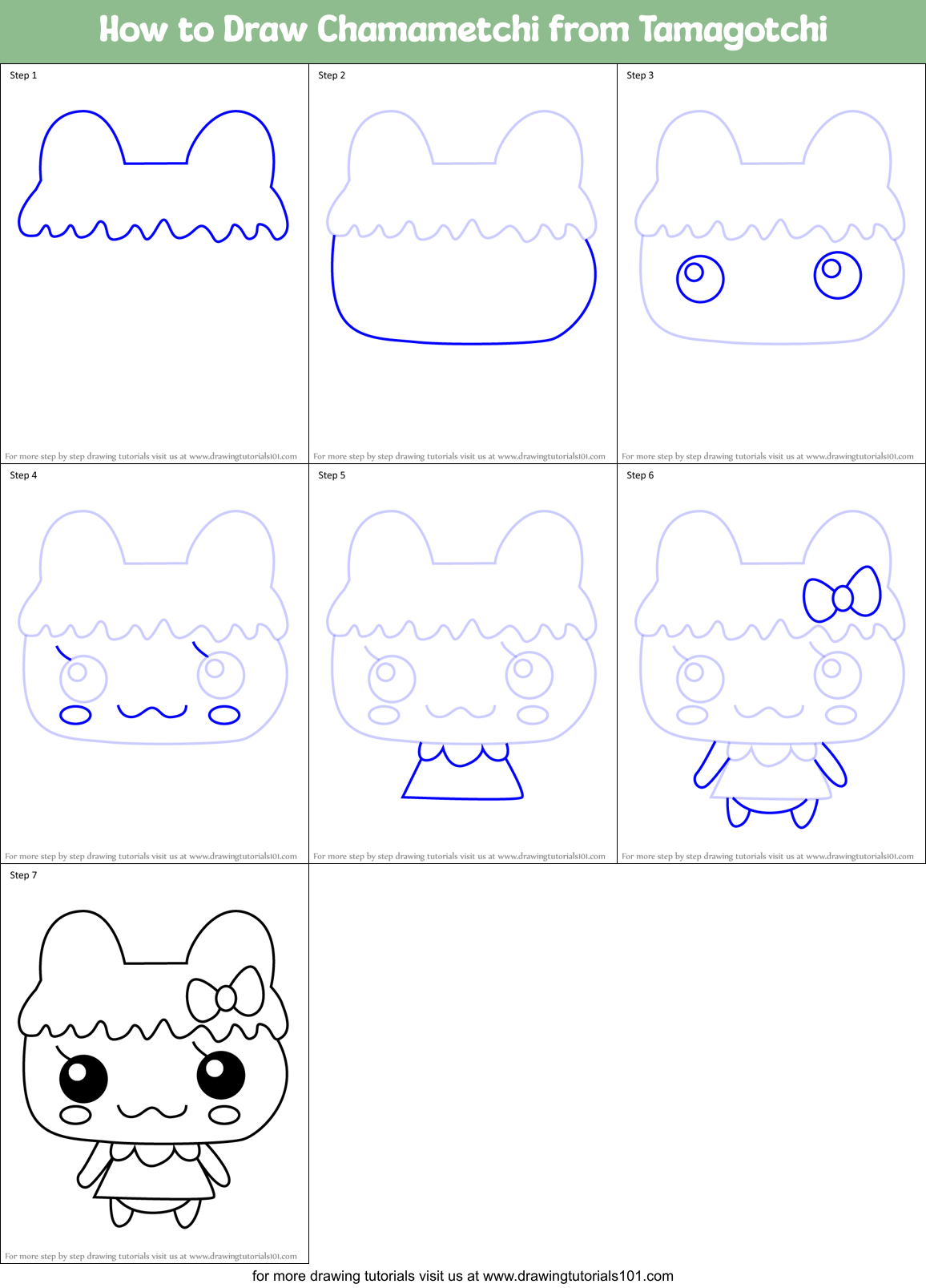 How to Draw Chamametchi from Tamagotchi Printable Step by Step
