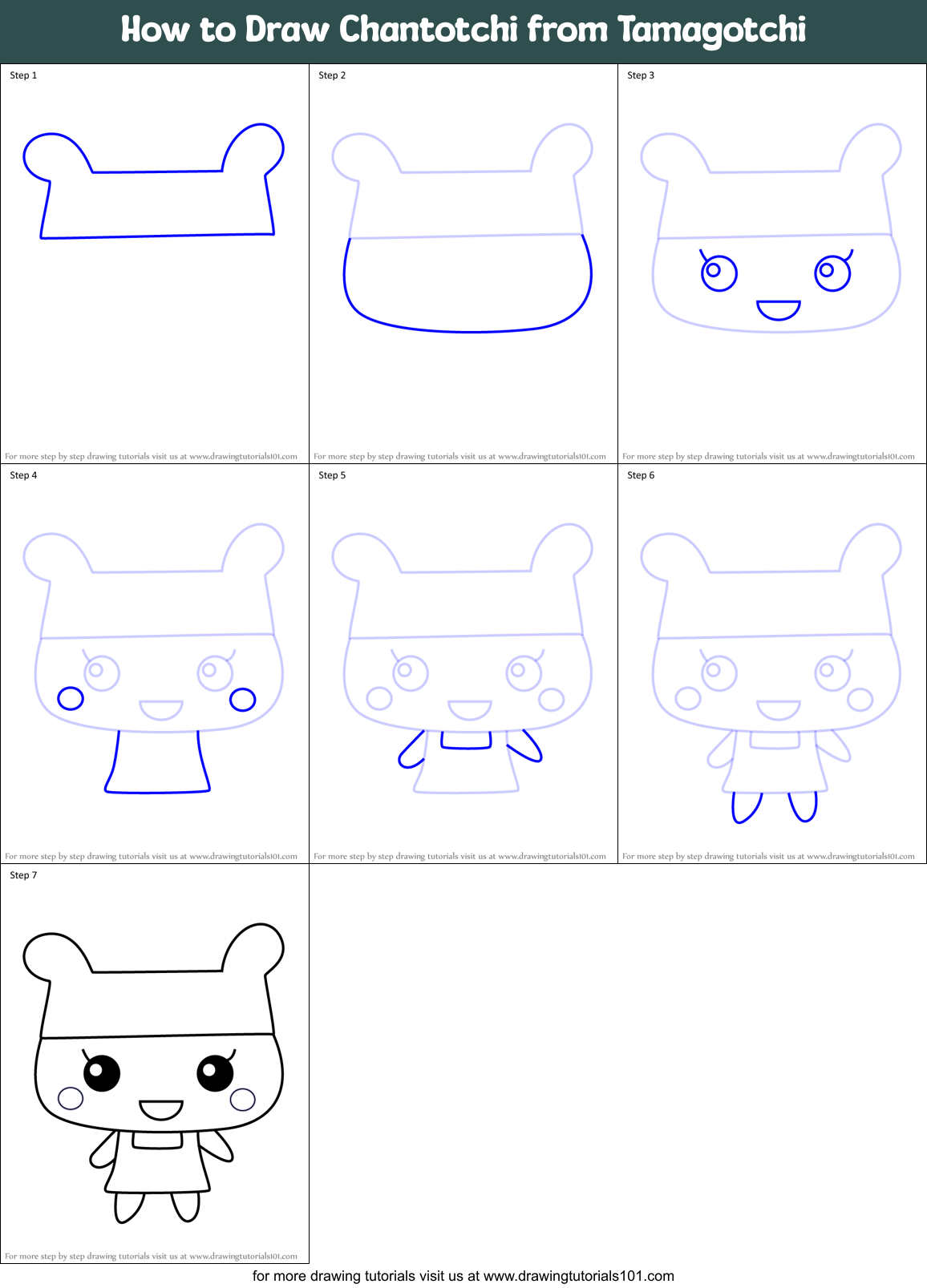 How to Draw Chantotchi from Tamagotchi Printable Step by Step