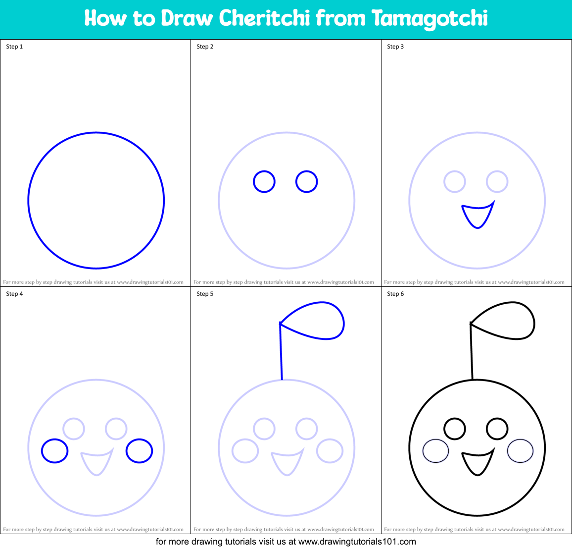 How to Draw Cheritchi from Tamagotchi Printable Step by Step