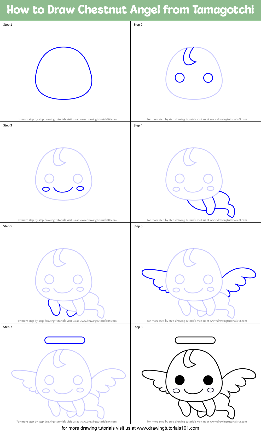 How to Draw Chestnut Angel from Tamagotchi Printable Step by Step