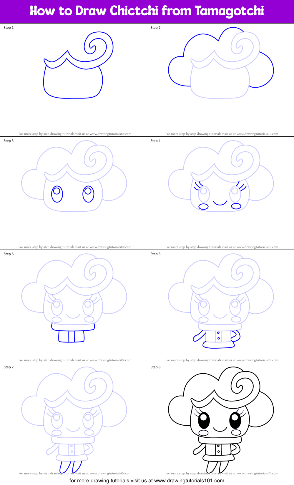 How to Draw Chictchi from Tamagotchi Printable Step by Step
