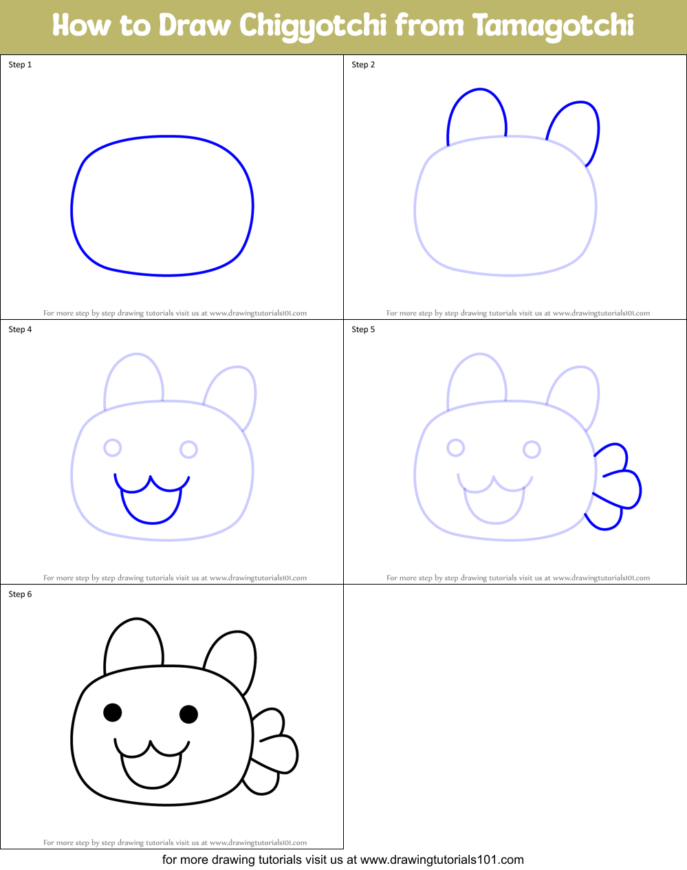 How to Draw Chigyotchi from Tamagotchi Printable Step by Step